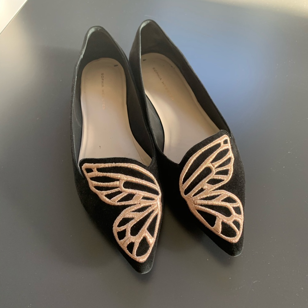 Sofia Webster Bibi Butterfly Embroidered Flats